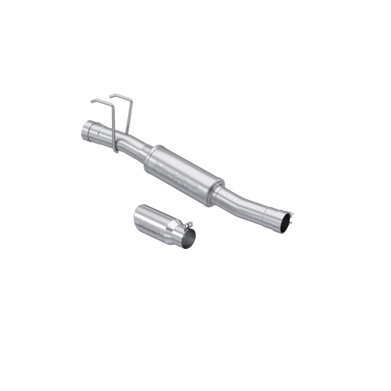 MBRP ARMOR PLUS T409 stainless steel 3-inch muffler bypass pipe with a 4-inch angled rolled tip.