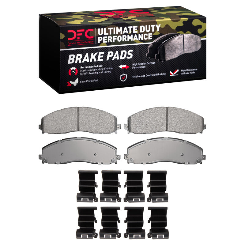 DFC Ultimate Duty Performance front brake pad set and stainless steel hardware kit for Ford F-250 Super Duty