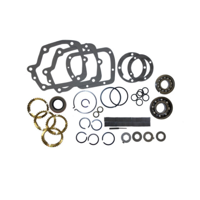 Yukon Gear ZMBK117WS Muncie M20/M21 overhaul kit featuring high-quality bearings and brass synchronizer rings.