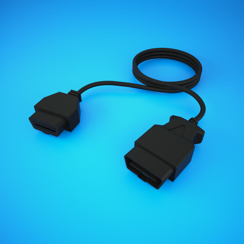 5-foot black OBDII extension cable with male and female connectors for HP Tuners MPVI interfaces