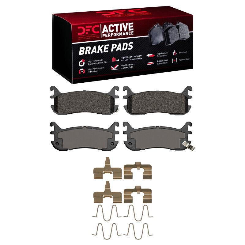 DFC Active Performance rear brake pad set with stainless steel installation hardware kit