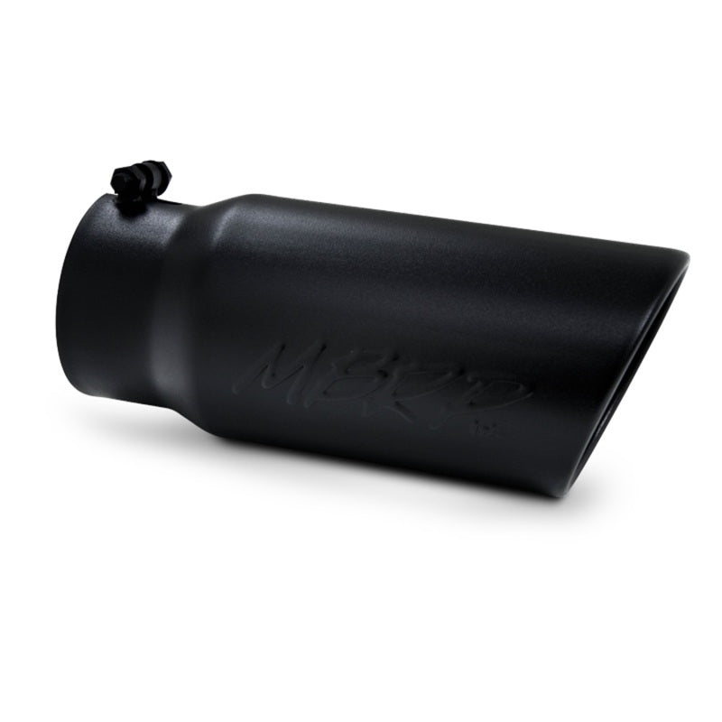 MBRP 5-inch black coated T304 stainless steel exhaust tip with 4-inch inlet and angled rolled edge