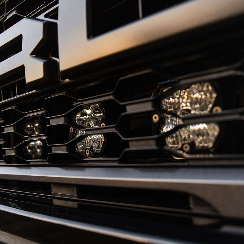 Baja Designs Squadron Sport 2.0 behind-grille LED light kit with clear lenses for 2021-2026 Ford F-150.