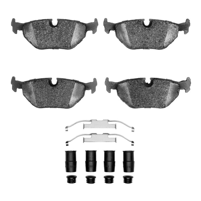 DFC Active Performance rear brake pad set with premium stainless steel hardware clips.