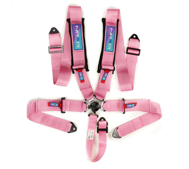 NRG Innovations 5-Point 3in Cam-Lock Racing Seat Belt Harness - Pink