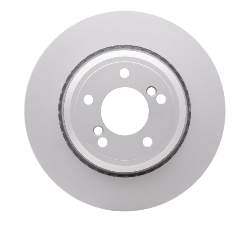 DFC GeoSPEC coated rear brake rotor with silver corrosion-resistant finish and non-directional surface.