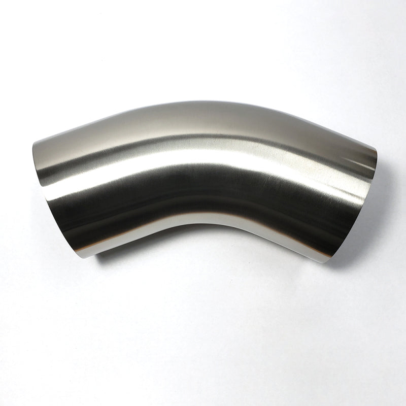45-degree 1.75-inch diameter stainless steel mandrel bend with a 1.75-inch center line radius and 16-gauge wall.