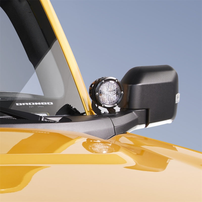 Ford Racing 4-inch round Rigid LED lights with mirror mounting brackets for 2021-2024 Ford Bronco