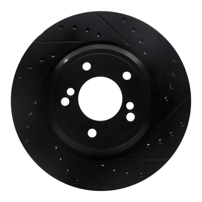 Rear right black drilled and slotted brake rotor for 2000-2006 BMW M3 and M5 models