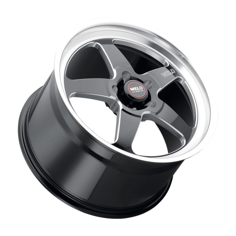 Weld S104 Ventura 18x8 wheel with a multi-spoke gloss black finish and milled accents.