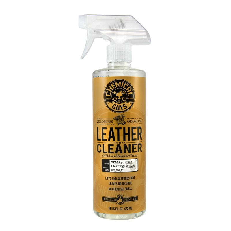 16oz clear spray bottle of Chemical Guys Colorless and Odorless Leather Cleaner