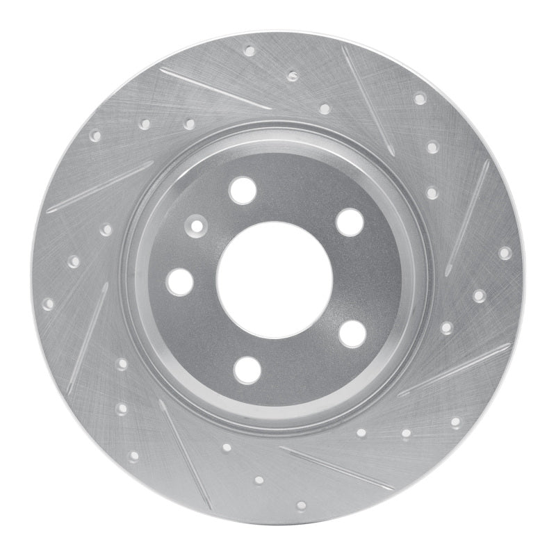 R1 silver drilled and slotted rear right brake rotor for 2008-2025 Audi vehicles