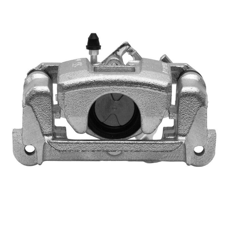 Silver zinc coated DFC Premium rear left brake caliper showing the housing and mounting points.