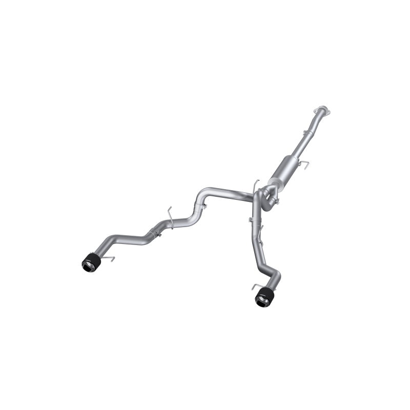 MBRP Armor Pro Series T304 stainless steel dual rear exit cat-back exhaust with 5-inch carbon fiber tips.