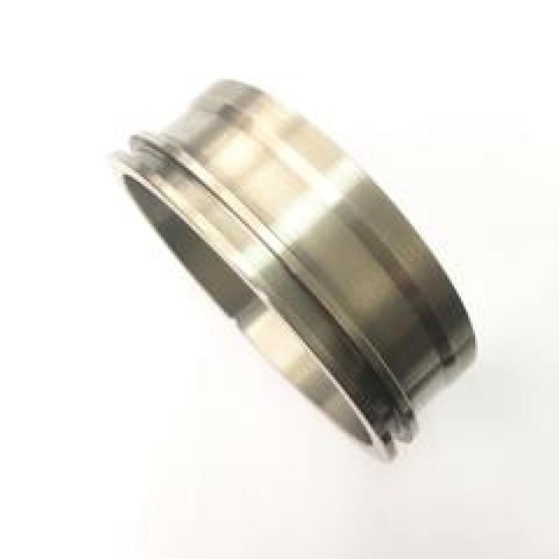 Precision CNC-machined Ticon Industries 3.0 inch titanium Vanjen style weld ferrule for quick-release clamp systems.