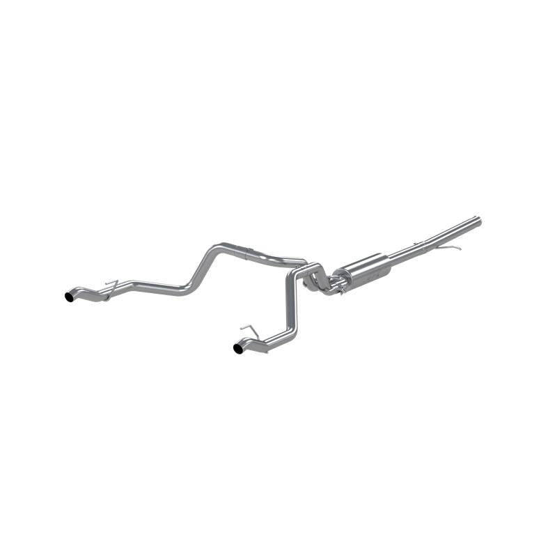 MBRP Armor Lite Series 2.5 inch aluminized steel cat-back exhaust system with dual rear exit pipes.