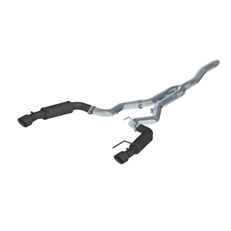 MBRP ARMOR BLK Series 3 inch cat-back race exhaust with black powder-coated tips for 2015-2026 Ford Mustang EcoBoost