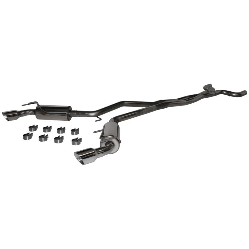MBRP Armor Pro Series dual cat-back exhaust system with T304 stainless steel tubing and polished round tips