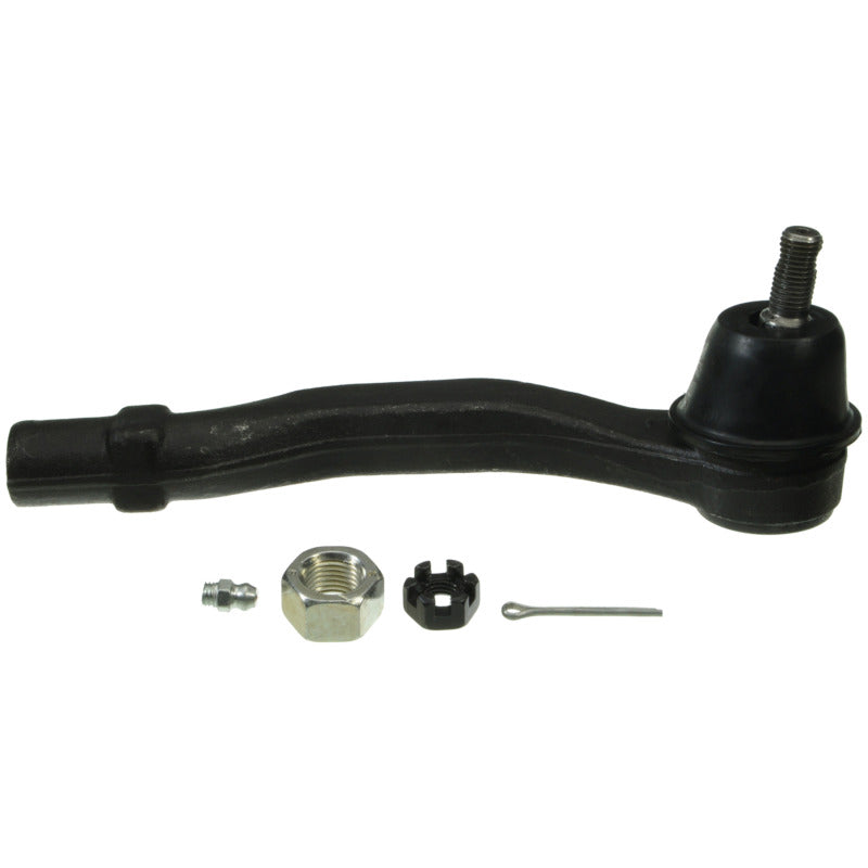 MOOG Problem Solver front left outer tie rod end showing the greaseable socket, ball stud, and hardware.