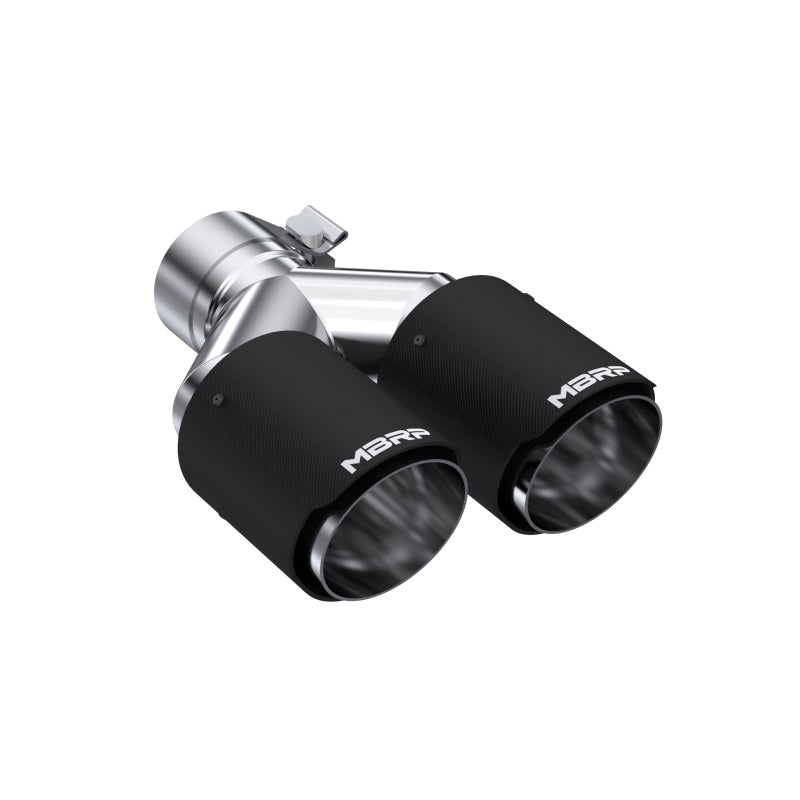 MBRP universal dual exhaust tip with carbon fiber finish and stainless steel inner lining