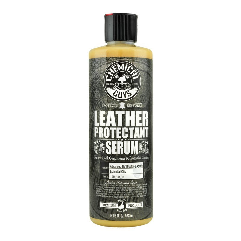 16oz bottle of Chemical Guys Leather Serum Natural Look Conditioner and Protective Coating