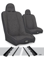 PRP Daily Driver High Back Suspension Seats Kit, Pair, Gray Tweed - 1995-2001 Jeep Cherokee XJ