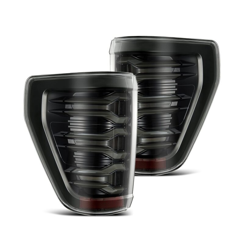 AlphaRex LUXX Series LED projector tail lights in Alpha-Black finish for 2021-2023 Ford F-150.