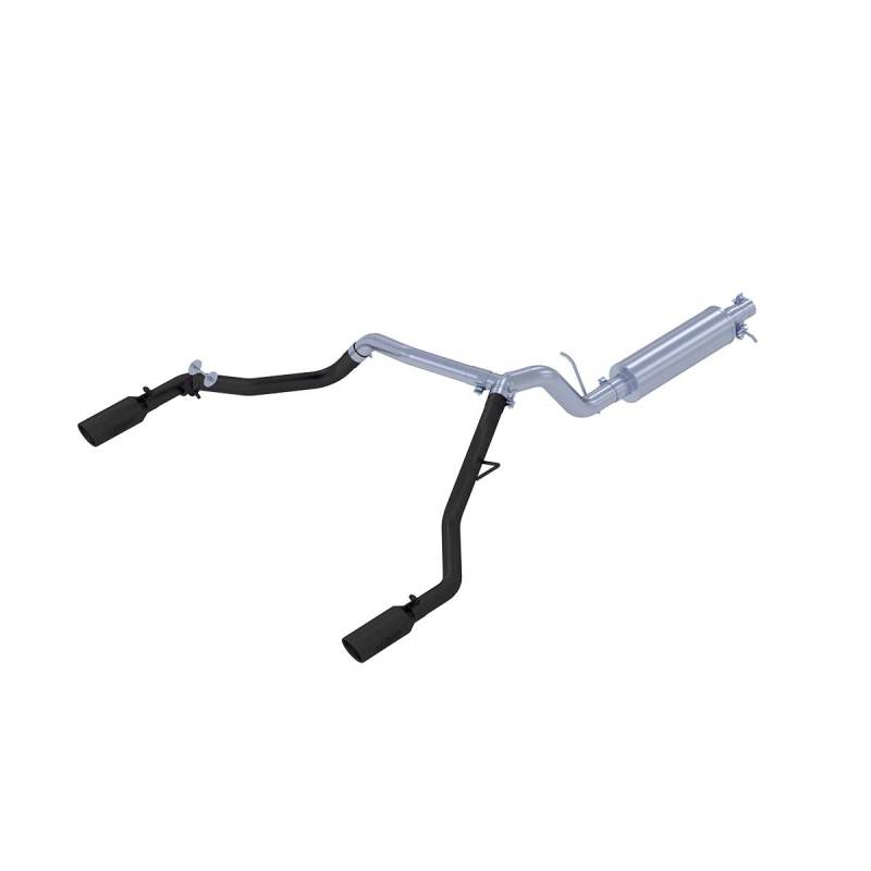 MBRP ARMOR BLK 3-inch cat-back exhaust system with dual 4-inch black powder-coated tips for 2019-2023 Ford Ranger.