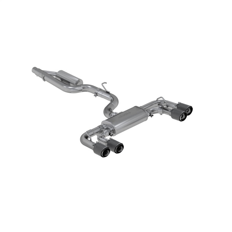 MBRP Armor Pro T304 stainless cat-back exhaust with quad carbon fiber tips for 2015-2019 Volkswagen Golf R.