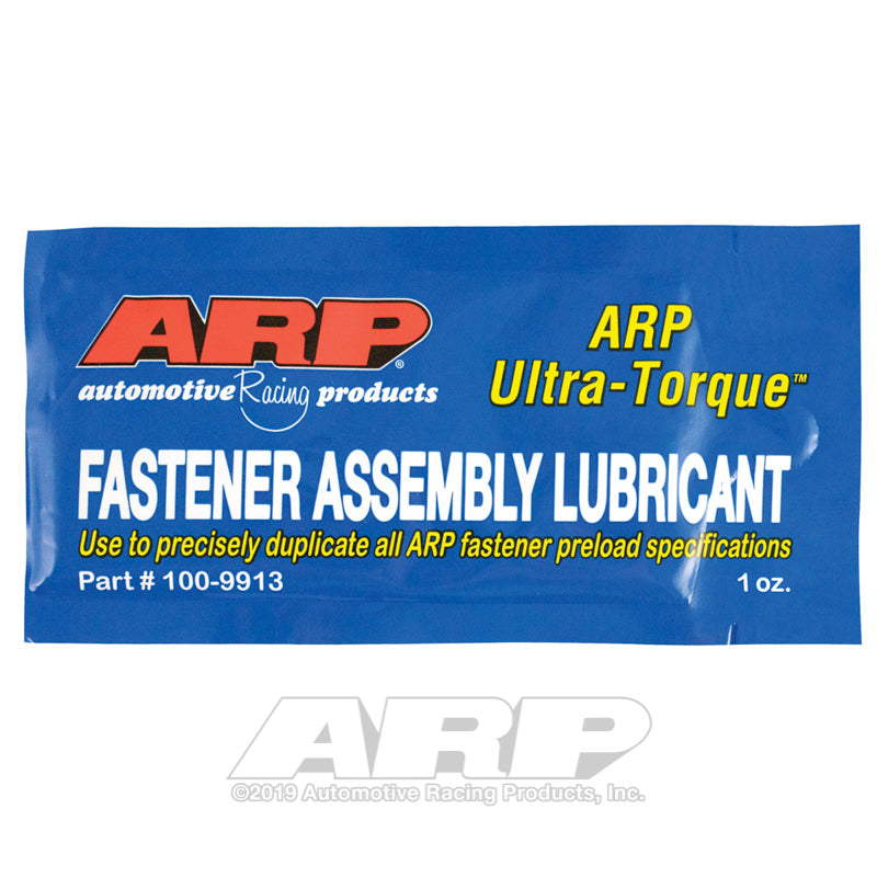 ARP Ultra-Torque fastener assembly lubricant in a 1.0 oz bottle with an integrated brush-top applicator cap