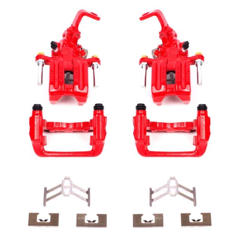 Power Stop S2730 red powder-coated rear brake calipers and mounting brackets for Honda S2000