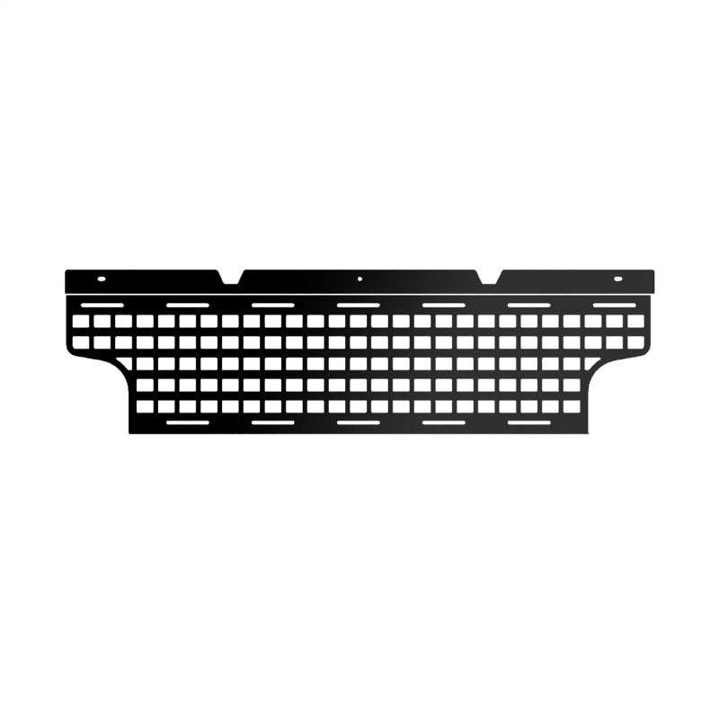 Black mini-textured powder-coated aluminum Putco Molle front bulkhead panel for 2006-2021 Nissan Frontier.