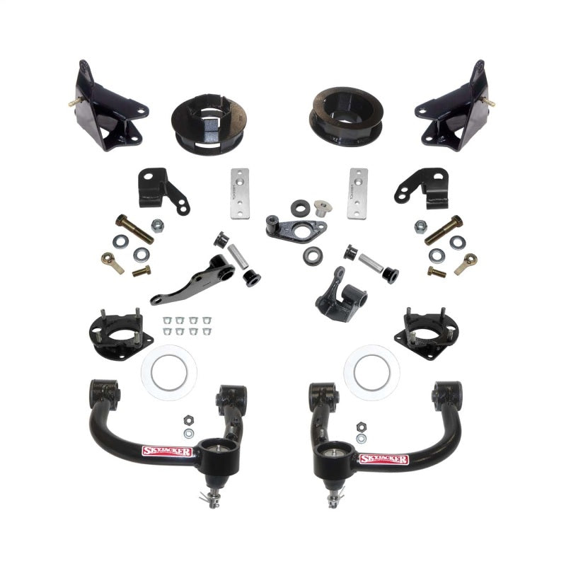 Skyjacker TC2430 3-inch suspension lift kit featuring tubular upper control arms and black powder-coated strut spacers.