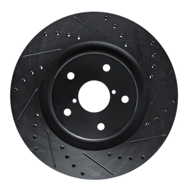 R1 Concepts Front Right Drilled and Slotted Black Brake Rotor