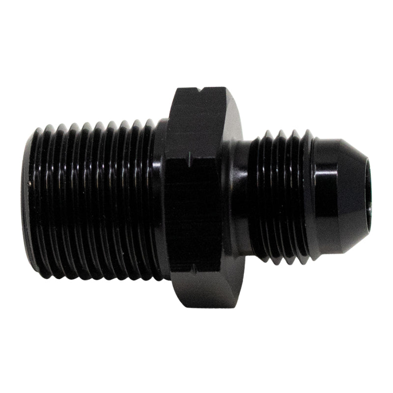 Matte black anodized aluminum 6AN male flare to 3/8 inch male NPT adapter fitting