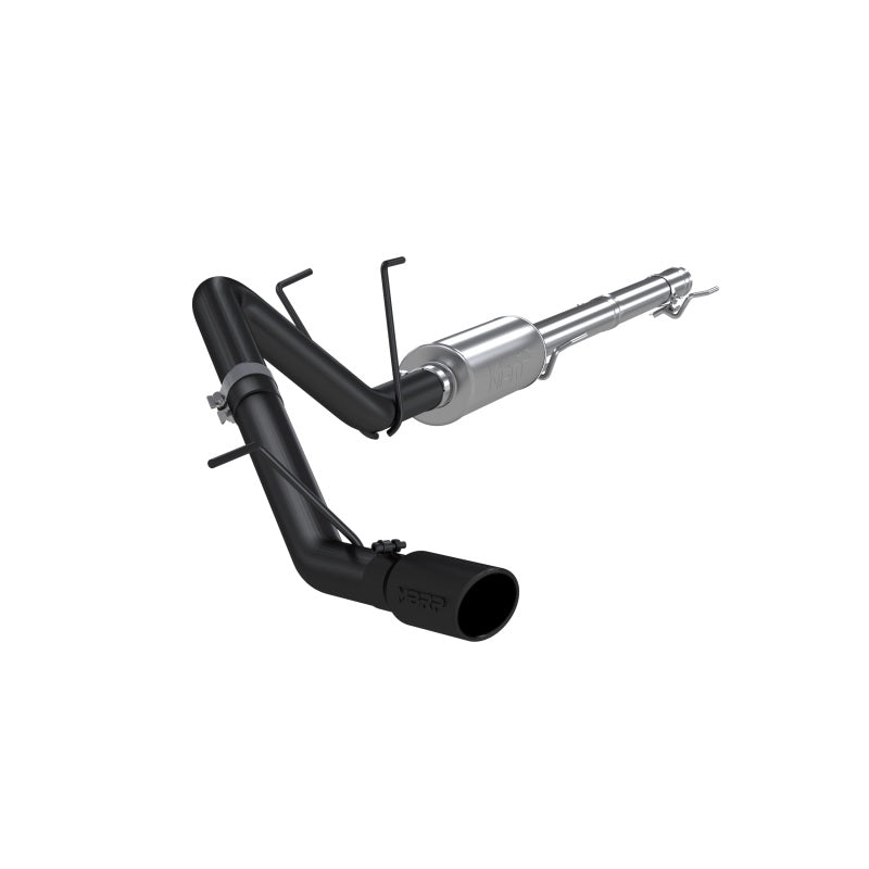 MBRP Armor BLK single side exit cat-back exhaust system with black powder coated tailpipe and tip