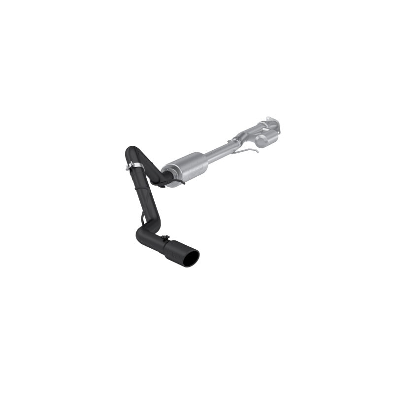 MBRP ARMOR BLK 3-inch aluminized steel cat-back exhaust system with a 4-inch black powder-coated tip.