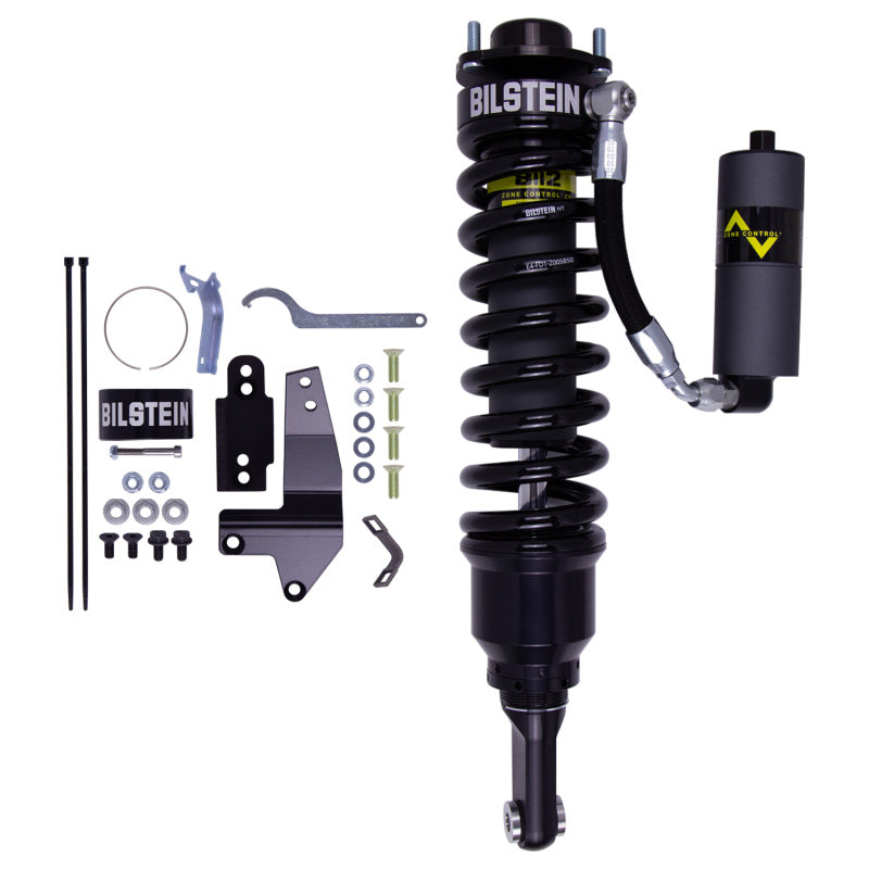 Bilstein B8 8112 ZoneControl CR front right coilover shock with 60mm remote reservoir and gold anodized mounting hardware