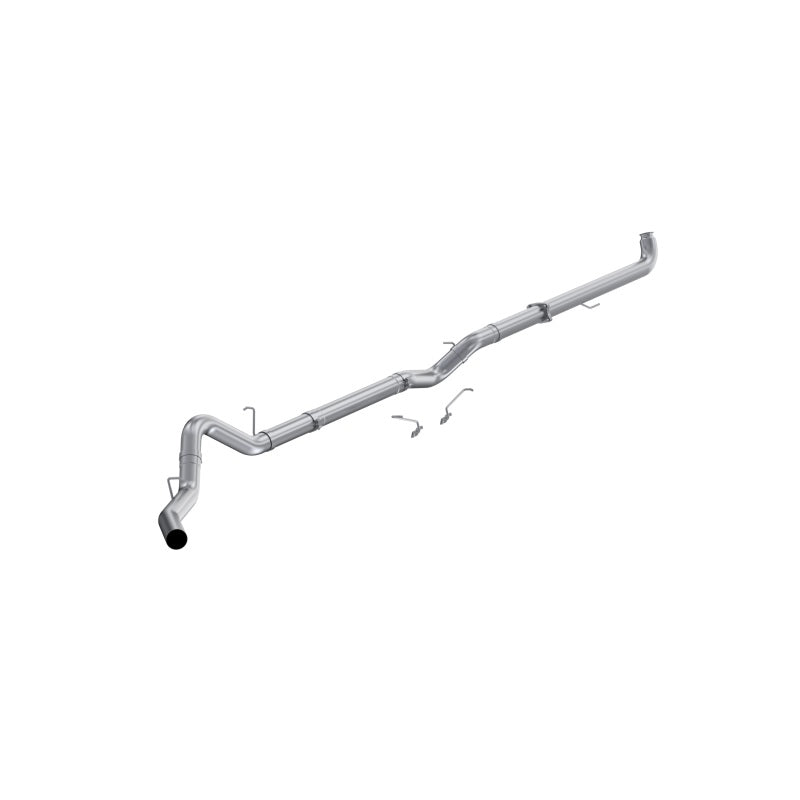 MBRP ARMOR PLUS 4-inch T409 stainless steel single side exit downpipe-back exhaust system for 6.6L diesel trucks.