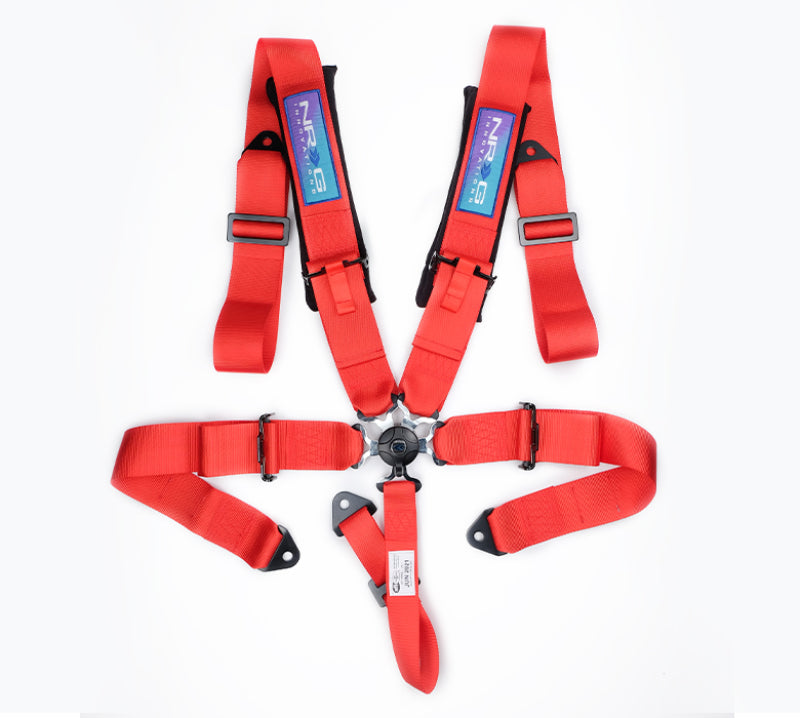 NRG Innovations 5-Point 3in Cam Lock Seat Belt Harness - Red