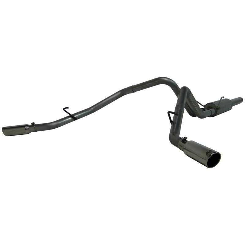 MBRP Armor Lite aluminized steel cat-back exhaust system with dual split side exit pipes and polished tips.