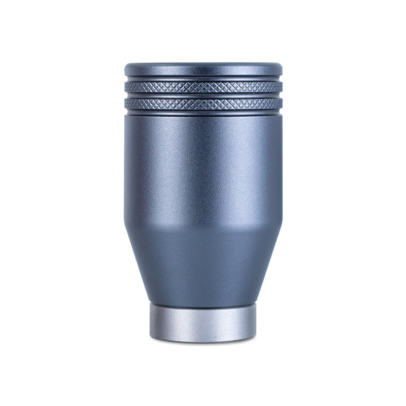 Gunmetal CNC machined aluminum Mishimoto weighted shift knob with knurled grip for 2022-2026 Subaru WRX