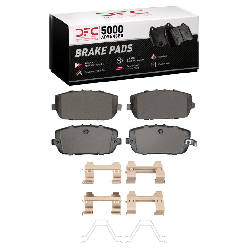DFC 5000 Advanced Rear Ceramic Brake Pads and stainless steel hardware kit for Mazda MX-5 Miata and Fiat 124 Spider.