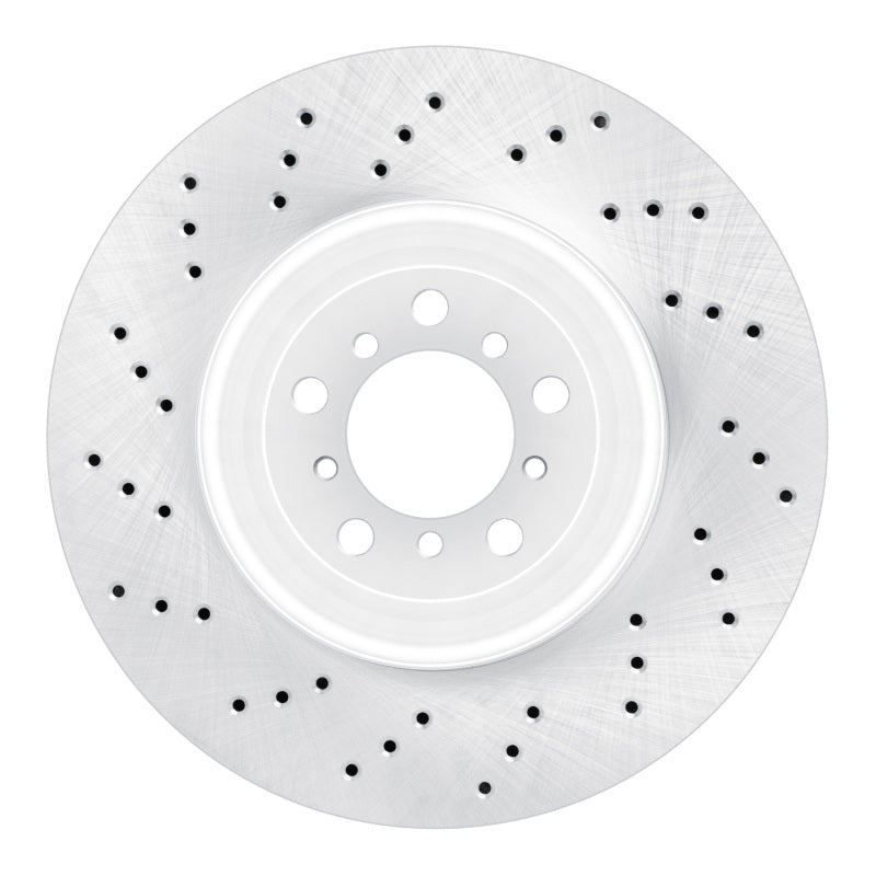 DFC left front cross-drilled brake rotor for BMW M2, M3, and M4