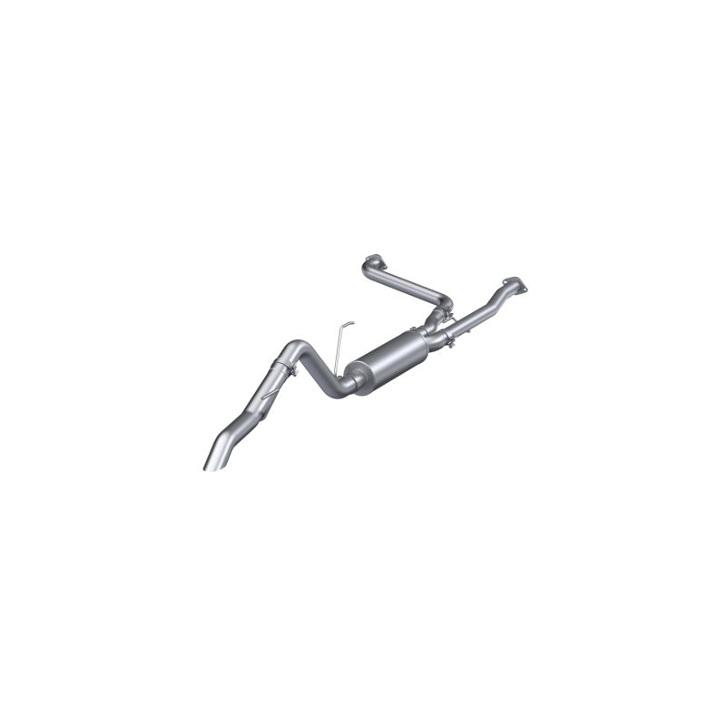 MBRP Armor Lite aluminized steel cat-back exhaust system with a 3-inch turndown exit for Nissan Frontier.