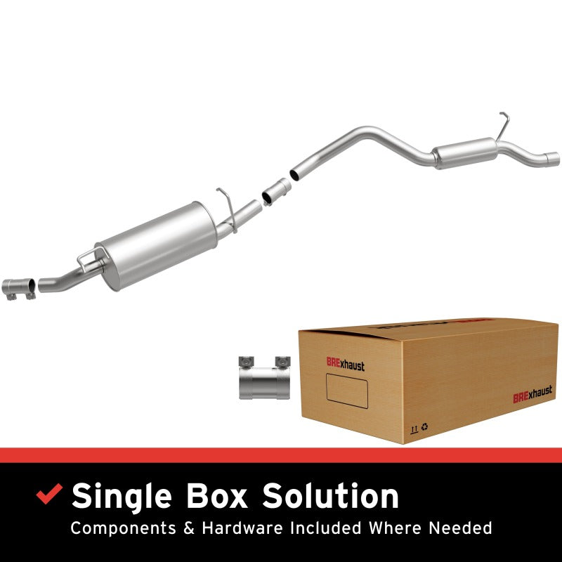 MagnaFlow BRExhaust 106-0107 aluminized steel replacement exhaust kit including mandrel-bent pipes, clamps, and gaskets.