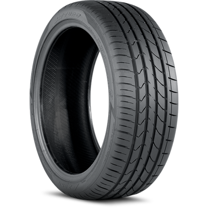 Atturo AZ 850 ultra-high performance tire showing asymmetrical tread pattern and solid center rib.