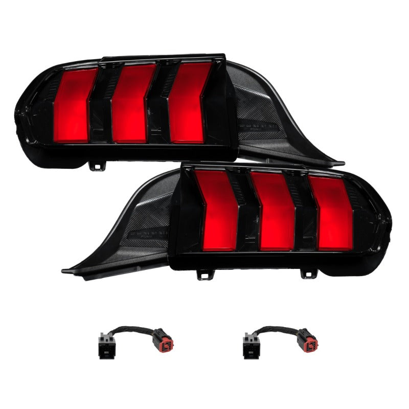 Pair of red lens Form Lighting sequential LED tail lights for 2024-2025 Ford Mustang models.