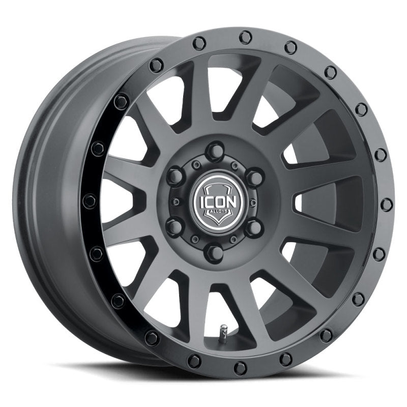 ICON Alloys Compression 18x9 wheel in Double Black with a concave spoke design and 6-lug bolt pattern.