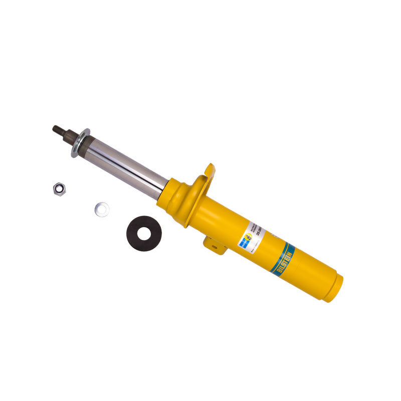 Yellow Bilstein B6 Performance front left monotube gas-pressure strut for BMW xDrive models.